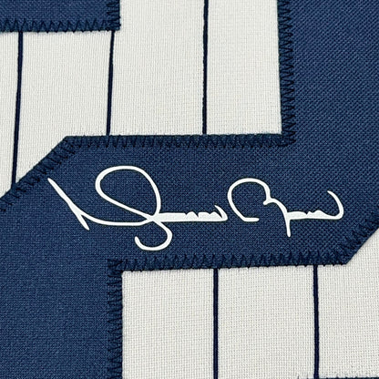 Framed Facsimile Autographed Mariano Rivera 35x39 New York Pinstripe Reprint Laser Auto Baseball Jersey