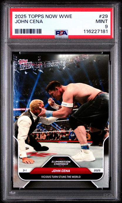 Graded 2025 Topps Now WWE John Cena #29 Wrestling Card PSA 9 Mint