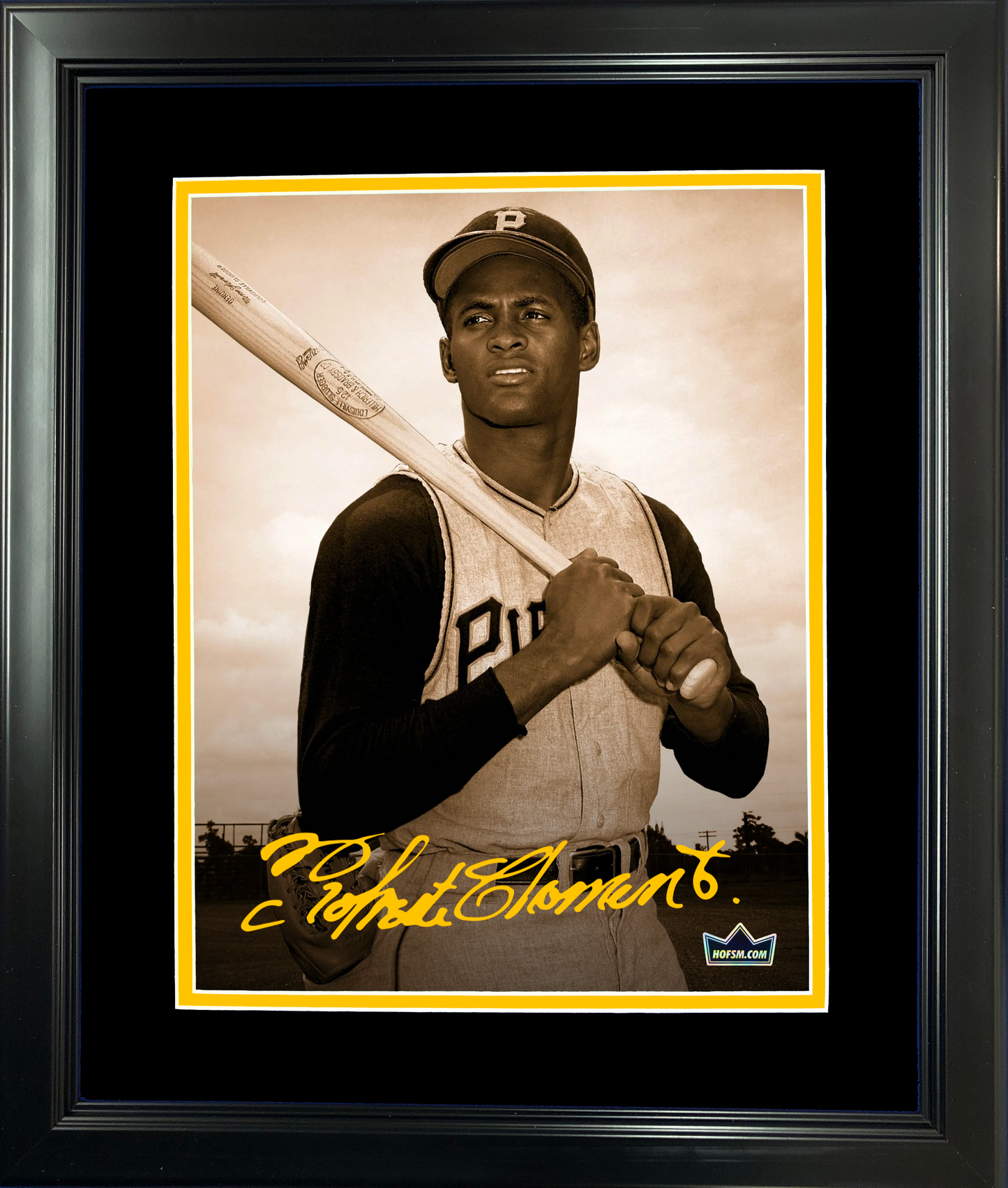 Framed Roberto Clemente Pittsburgh Pirates Facsimile Laser Engraved Signature Auto 11"x14"Baseball Photo HOFSM Holo