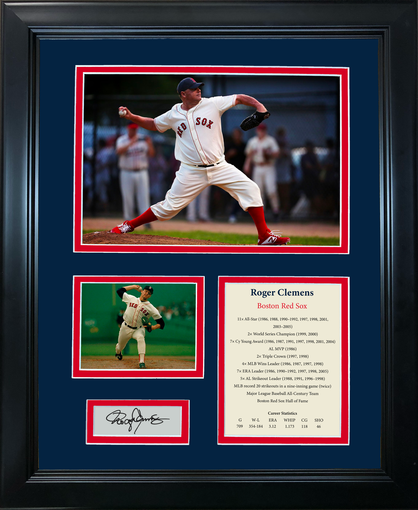 Framed Roger Clemens Boston Red Sox Hall of Fame Facsimile Laser Engraved Signature Auto 11"x14"Baseball Photo Sig Collage