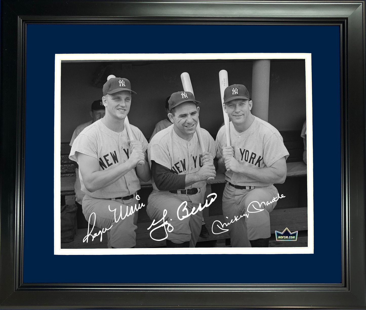 Framed Roger Maris, Yogi Berra & Mickey Mantle New York Yankees Facsimile Laser Engraved Signature Auto 11"x14"Baseball Photo HOFSM Holo