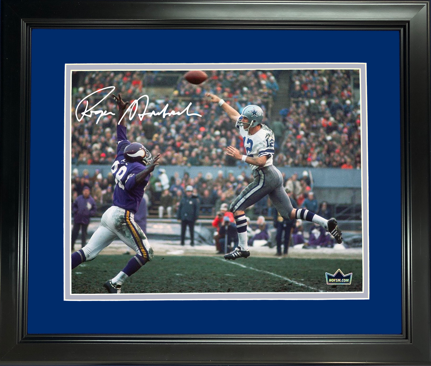 Framed Roger Staubach Dallas Cowboys Facsimile Laser Engraved Signature Auto 11"x14"Football Photo HOFSM Holo
