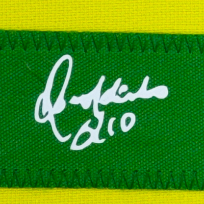 Framed Facsimile Autographed Ronaldinho 35x39 Brazil Yellow World Cup Reprint Laser Auto Soccer Jersey