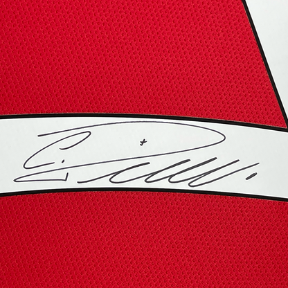 Framed Autographed/Signed Cristiano Ronaldo 35x39 Manchester United Red Current Soccer Jersey Beckett BAS COA/LOA
