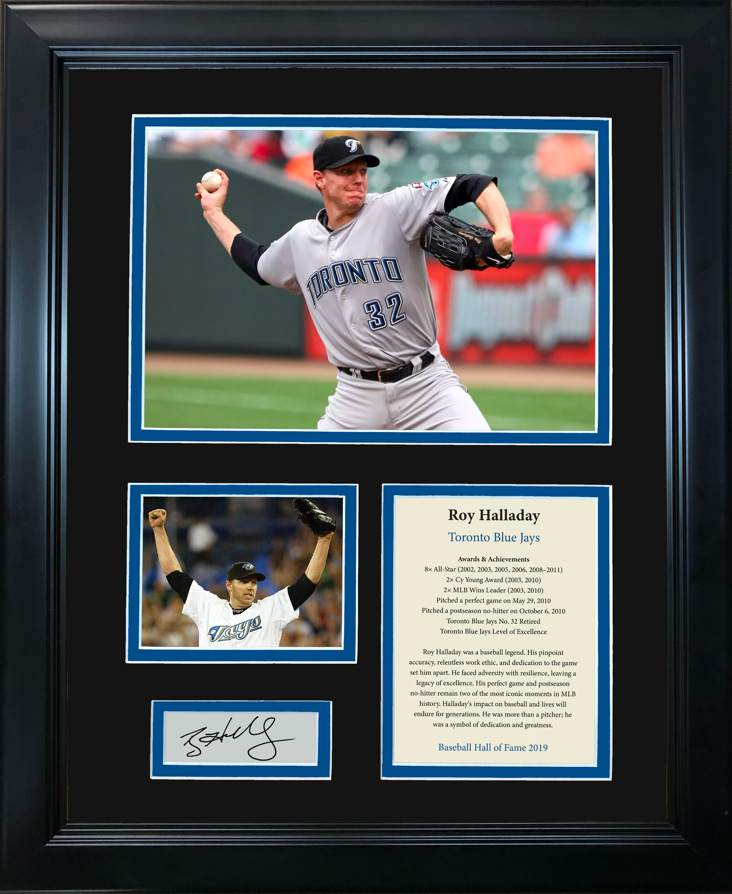 Framed Roy Halladay Hall of Fame Facsimile Laser Engraved Signature Auto 11"x14"Baseball Photo Sig Collage