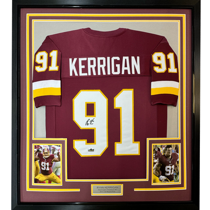 Framed Facsimile Autographed Ryan Kerrigan 35x39 Washington Red Reprint Laser Auto Football Jersey