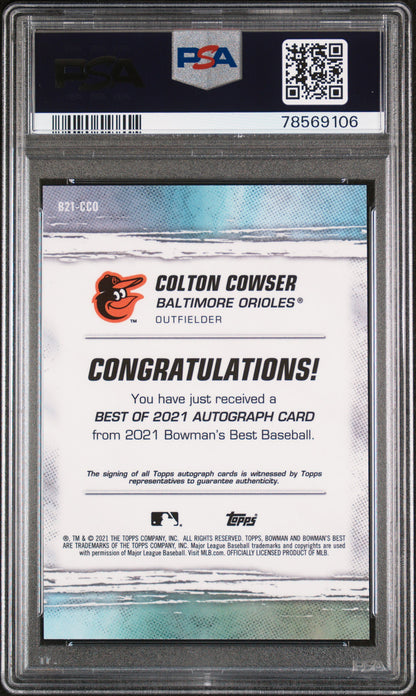 Graded 2021 Topps Bowmans Best Colton Cowser #B21CCO Best of 2021 Autographs Rookie RC Baseball Card PSA 10 Gem Mint