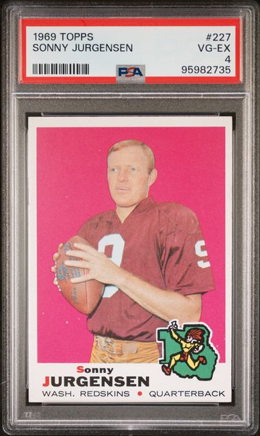 Graded 1969 Topps Sonny Jurgensen #227 Football Card PSA 4 VG-EX