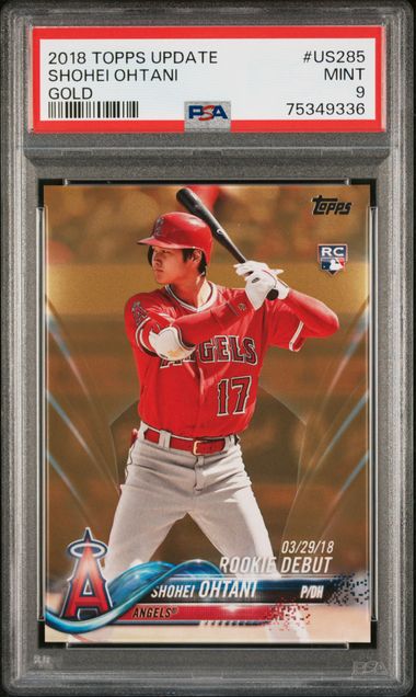 Graded 2018 Topps Update Gold Shohei Ohtani #US285 /2018 Rookie RC Baseball Card PSA 9 Mint