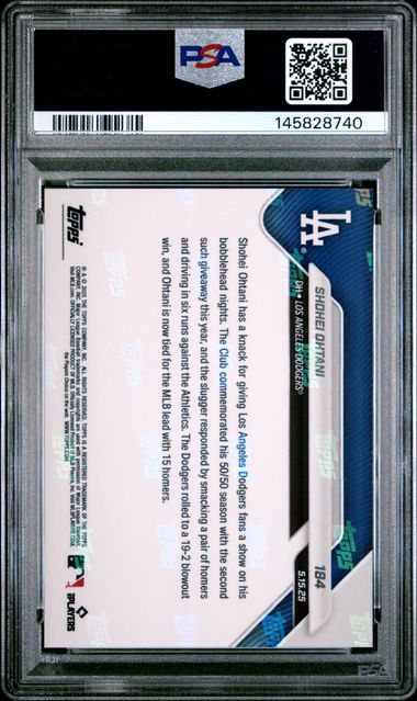 Graded 2025 Topps Now Shohei Ohtani #184 Baseball Card PSA 10 Gem Mint