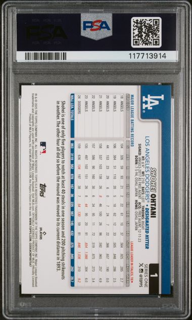 Graded 2025 Topps Shohei Ohtani #1 Baseball Card PSA 10 Gem Mint