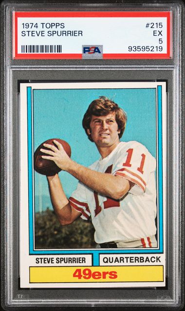 Graded 1974 Topps Steve Spurrier #215 Football Card PSA 5 Excellent