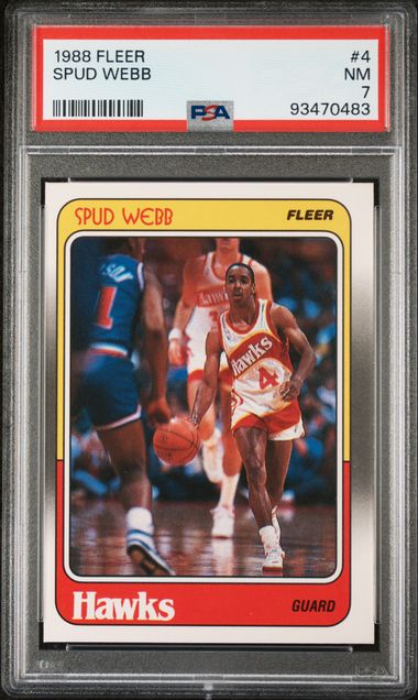 Graded 1988 Fleer Spud Webb #4 Basketball Card PSA 7 Near Mint