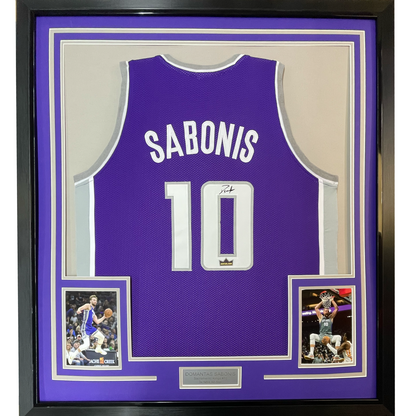 Framed Facsimile Autographed Domantas Sabonis 35x39 Sacramento Purple Reprint Laser Auto Basketball Jersey
