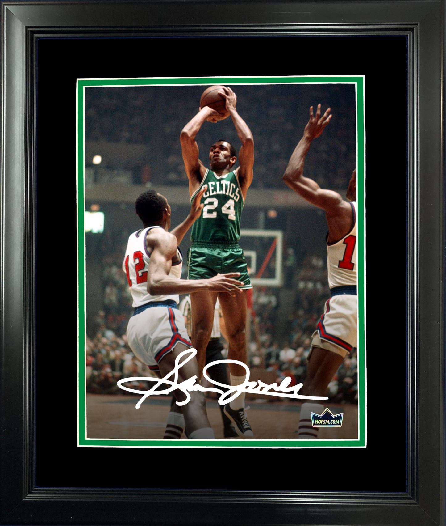 Framed Sam Jones Boston Celtics Facsimile Laser Engraved Signature Auto 11"x14"Basketball Photo HOFSM Holo