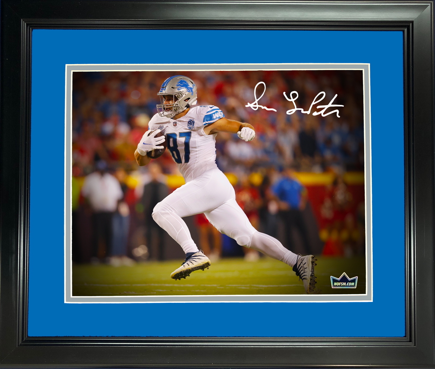 Framed Sam LaPorta Detroit Lions Facsimile Laser Engraved Signature Auto 11"x14"Football Photo HOFSM Holo