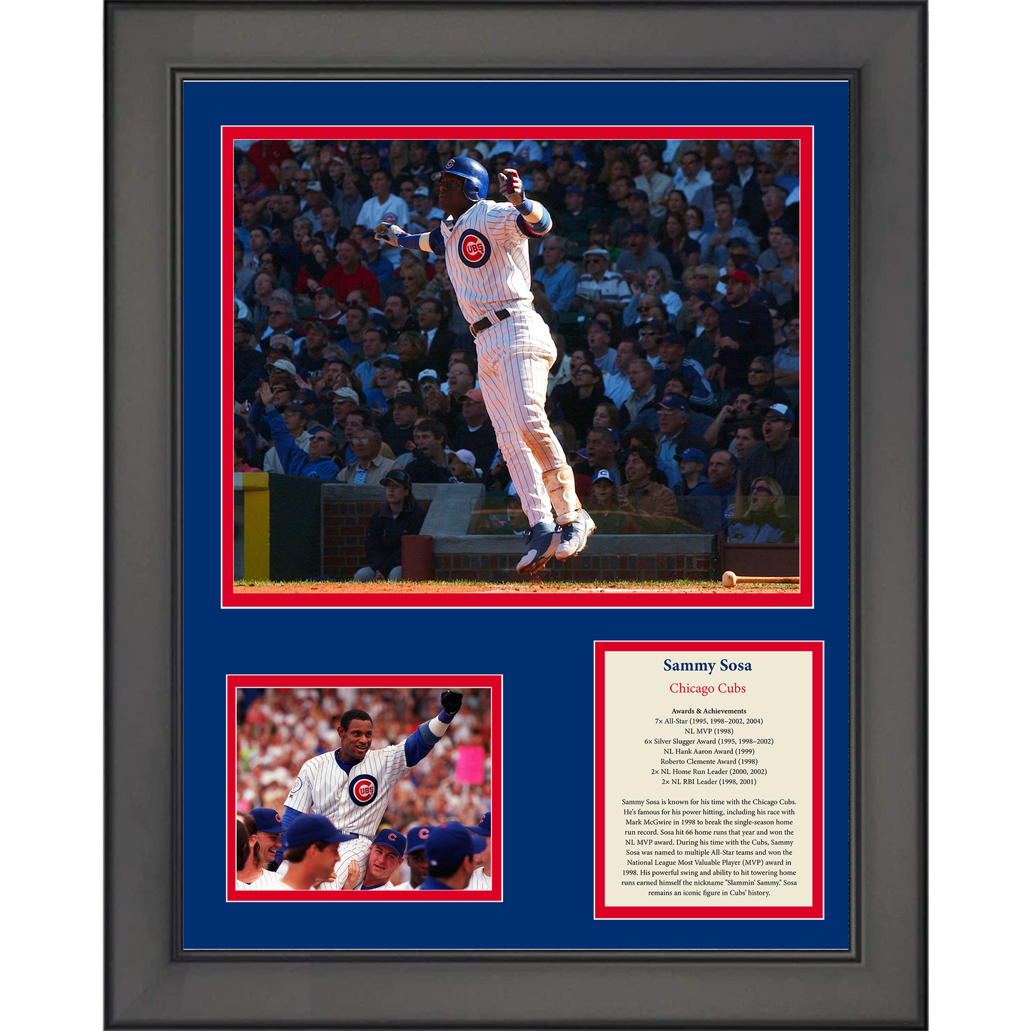 Framed Sammy Sosa Hall of Fame Baseball 11"x14"Three Photo Collage