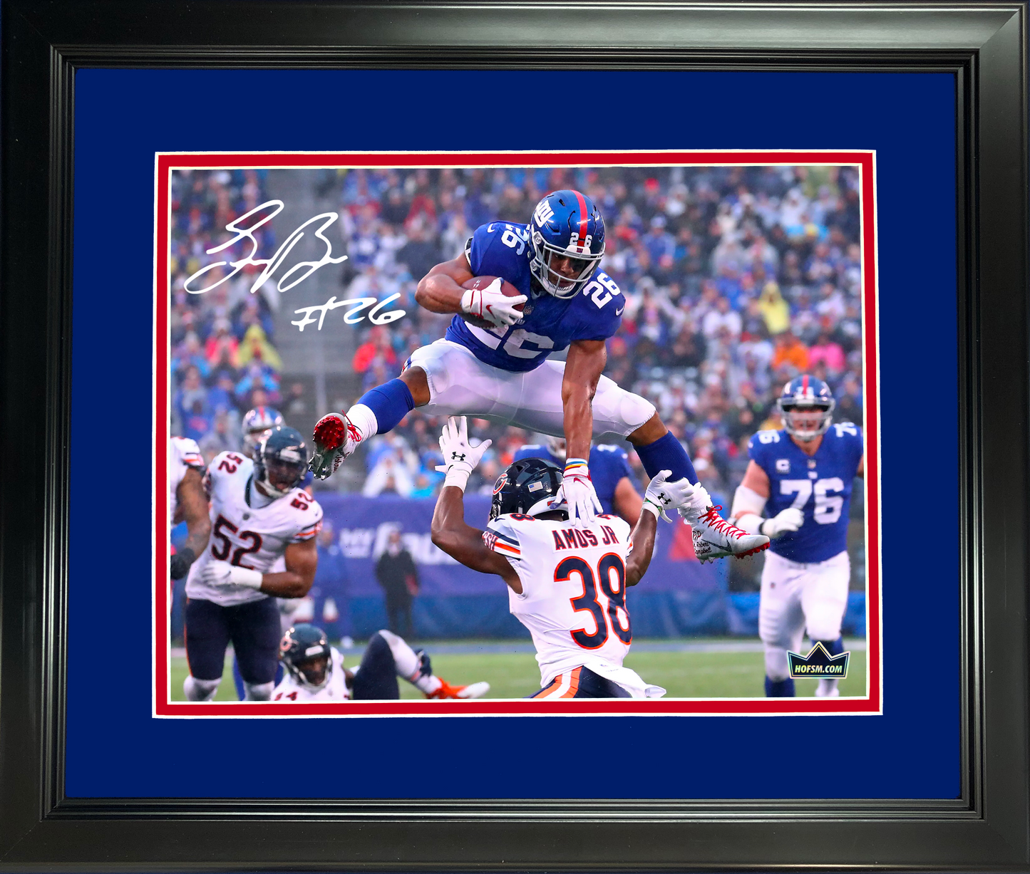 Framed Saquon Barkley New York Giants Facsimile Laser Engraved Signature Auto 11"x14"Football Photo HOFSM Holo