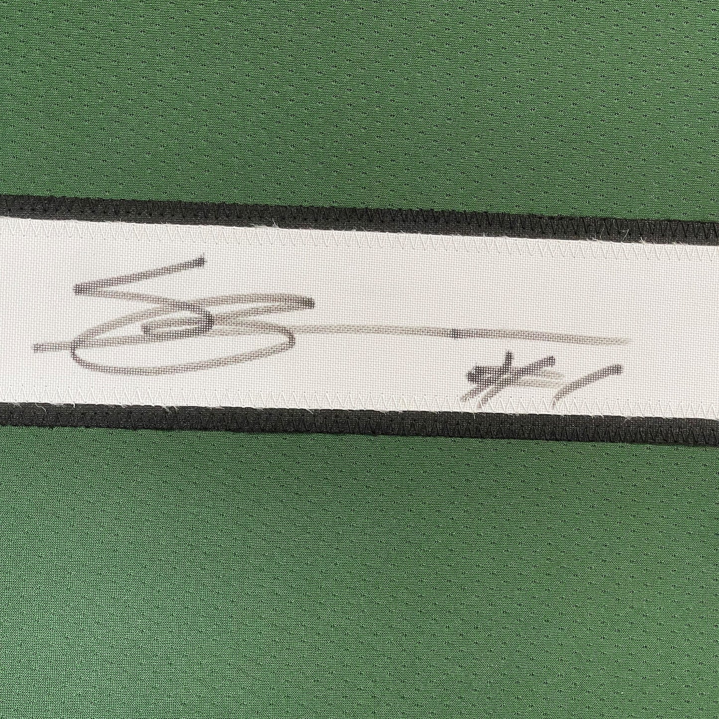 Framed Autographed/Signed Ahmad Sauce Gardner 35x39 New York Green Football Jersey Beckett BAS COA
