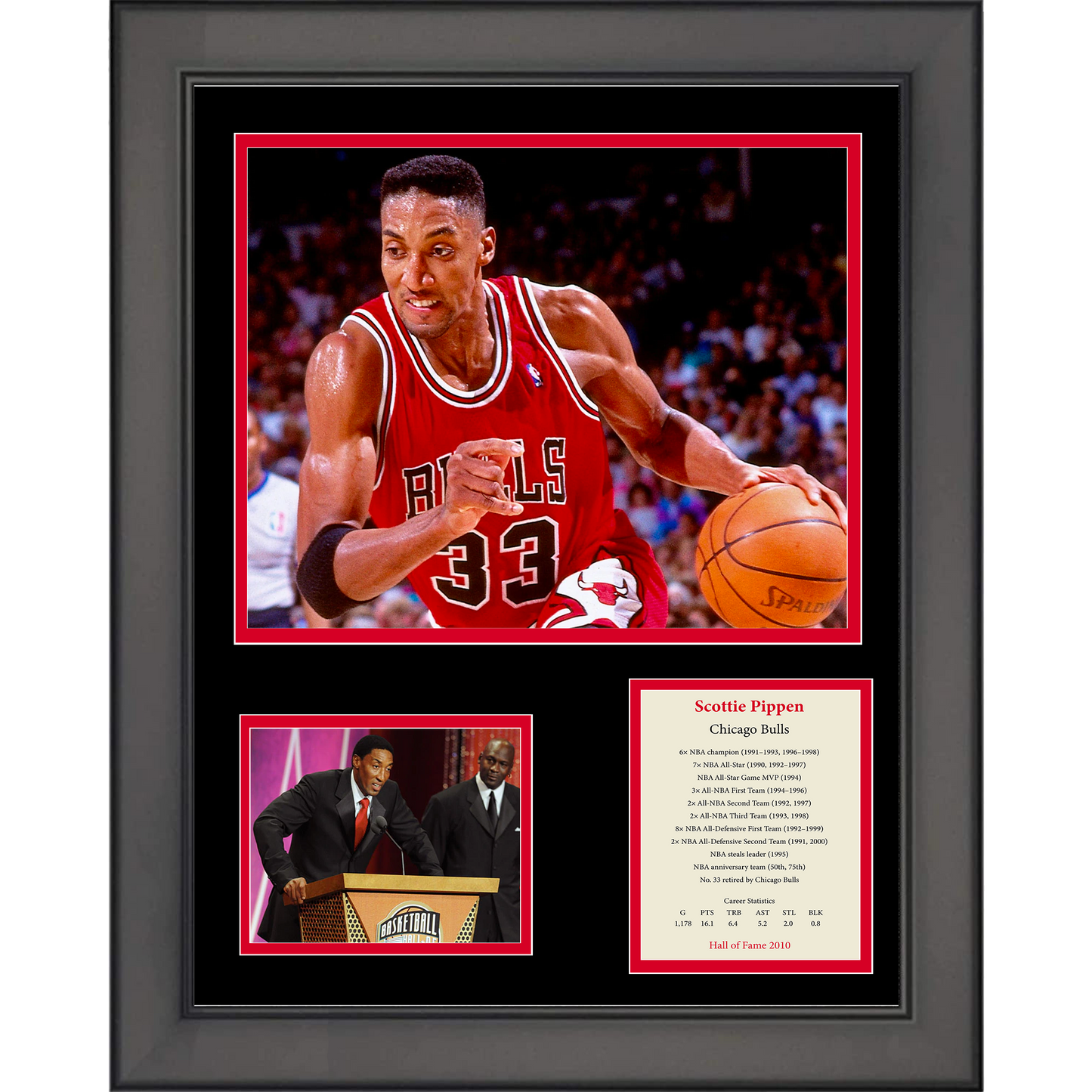 Framed Scottie Pippen Hall of Fame Chicago Bulls Basketball 11"x14"Three Photo Collage