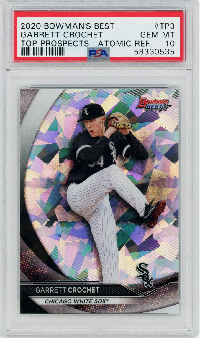 Graded 2020 Topps Bowmans Best Garrett Crochet #TP3 Top Prospects Atomic Refractor Rookie RC Baseball Card PSA 10 Gem Mint