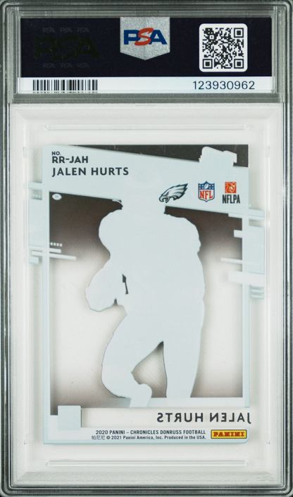 Graded 2020 Panini Chronicles Jalen Hurts #RRJAH Clearly Donruss Rated Rookie RC Football Card PSA 9 Mint