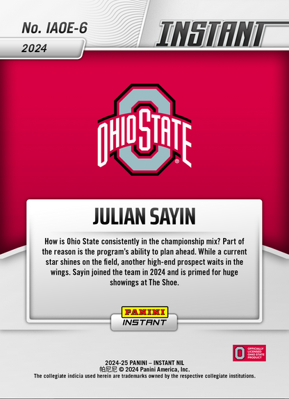 2024 Panini Instant Julian Sayin #IAOE6 Ohio State Buckeyes Rookie RC Football Card