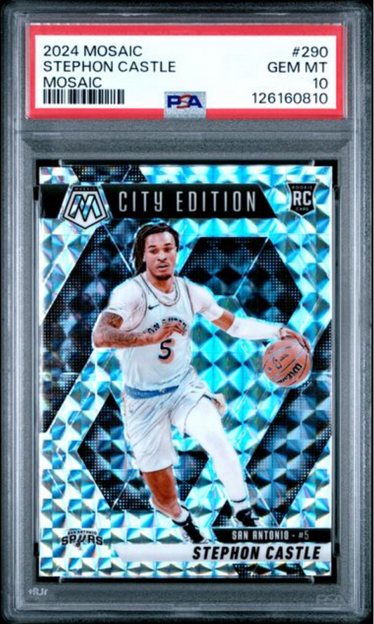 Graded 2024 Panini Mosaic Stephon Castle #290 Mosaic Rookie RC Basketball Card PSA 10 Gem Mint