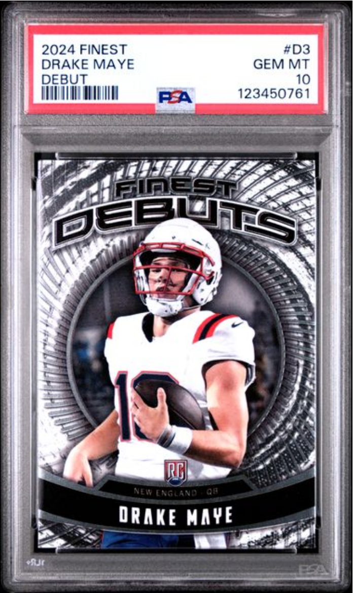 Graded 2024 Topps Finest Drake Maye #D3 Debut Rookie RC Football Card PSA 10 Gem Mint