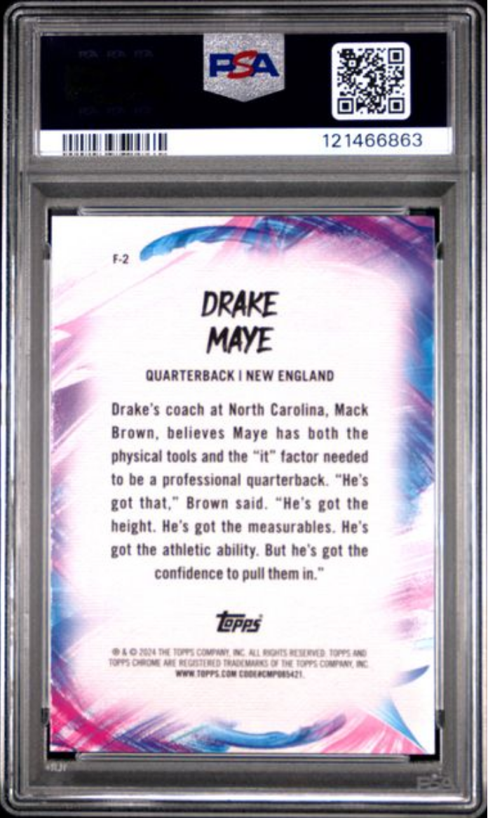 Graded 2024 Topps Chrome Drake Maye #F2 Finesse X-Fractor Rookie RC Football Card PSA 10 Gem Mint