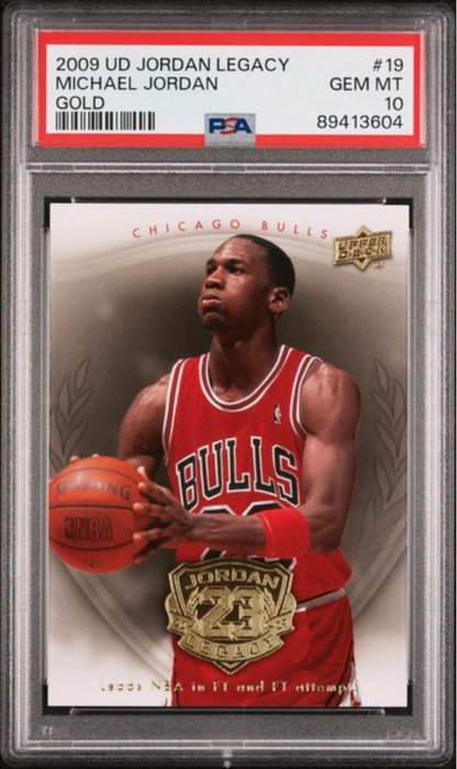 Graded 2009 Upper Deck Jordan Legacy Michael Jordan #19 Gold Basketball Card PSA 10 Gem Mint