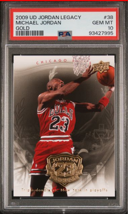 Graded 2009 Upper Deck Jordan Legacy Michael Jordan #38 Gold Basketball Card PSA 10 Gem Mint