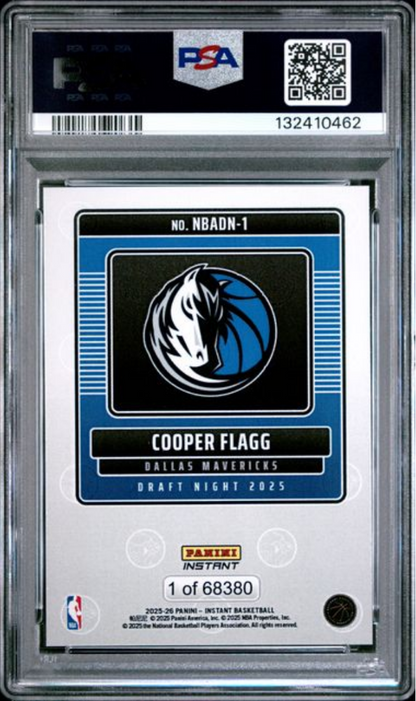 Graded 2025 Panini Instant Cooper Flagg #1 Draft Night Rookie RC Basketball Card PSA 6 EX