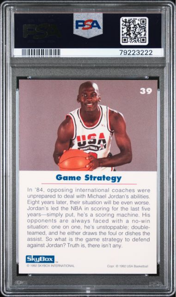 Graded 1992 Skybox Michael Jordan #39 USA Basketball Card PSA 10 Gem Mint