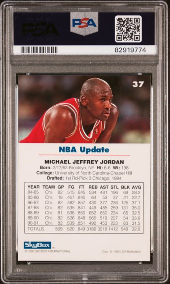 Graded 1992 Skybox Michael Jordan #37 USA Basketball Card PSA 10 Gem Mint