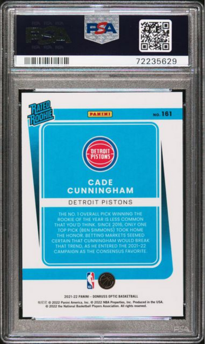 Graded 2021 Panini Donruss Optic Cade Cunningham #161 Rookie RC Basketball Card PSA 10 Gem Mint