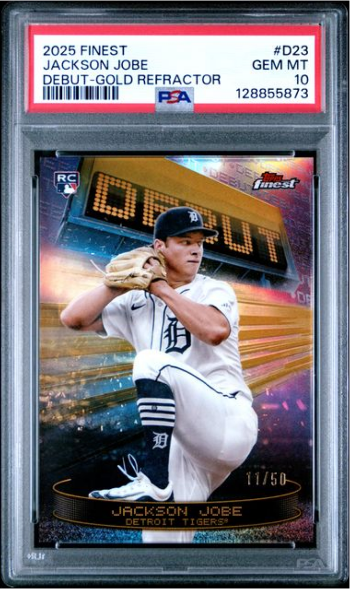 Graded 2025 Topps Finest Jackson Jobe #D23 Debut Gold Refractor /50 Rookie RC Baseball Card PSA 10 Gem Mint