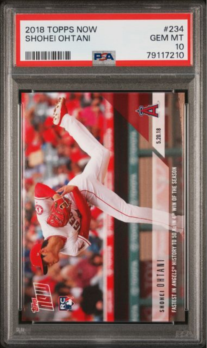 Graded 2018 Topps Now Shohei Ohtani #234 Fastest in Angels Histroy to 50ks in 4th Win of the Season Rookie RC Baseball Card PSA 10 Gem Mint