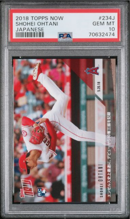 Graded 2018 Topps Now Shohei Ohtani #234J Japanese Rookie RC Baseball Card PSA 10 Gem Mint