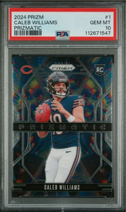 Graded 2024 Panini Prizm Caleb Williams #1 Prizmatic Rookie RC Football Card PSA 10 Gem Mint
