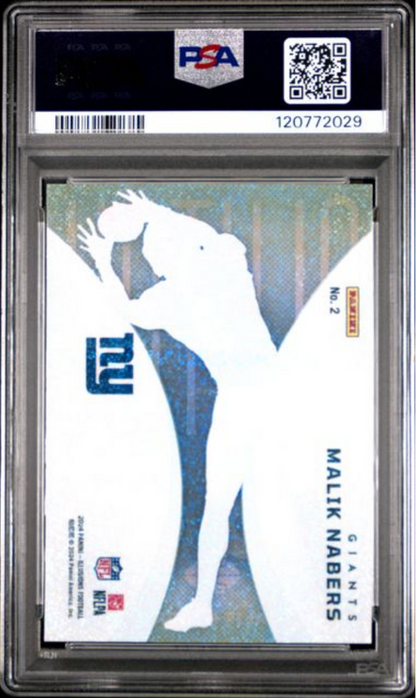 Graded 2024 Panini Illusions Malik Nabers #2 Clutch Stardust Rookie RC Football Card PSA 10 Gem Mint