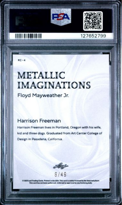 Graded 2025 Leaf Floyd Mayweather Jr #MI4 Metallic Imaginations Series 2 Blue /49 Boxing Card PSA 9 Mint