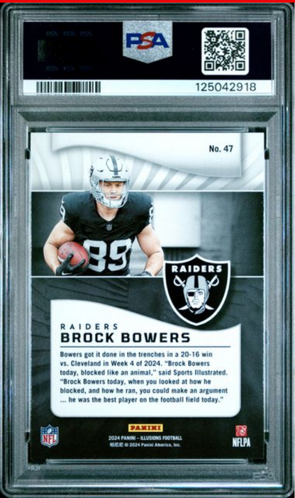 Graded 2024 Panini Illusions Brock Bowers #47 Trophy Collection Orange Rookie RC Football Card PSA 10 Gem Mint