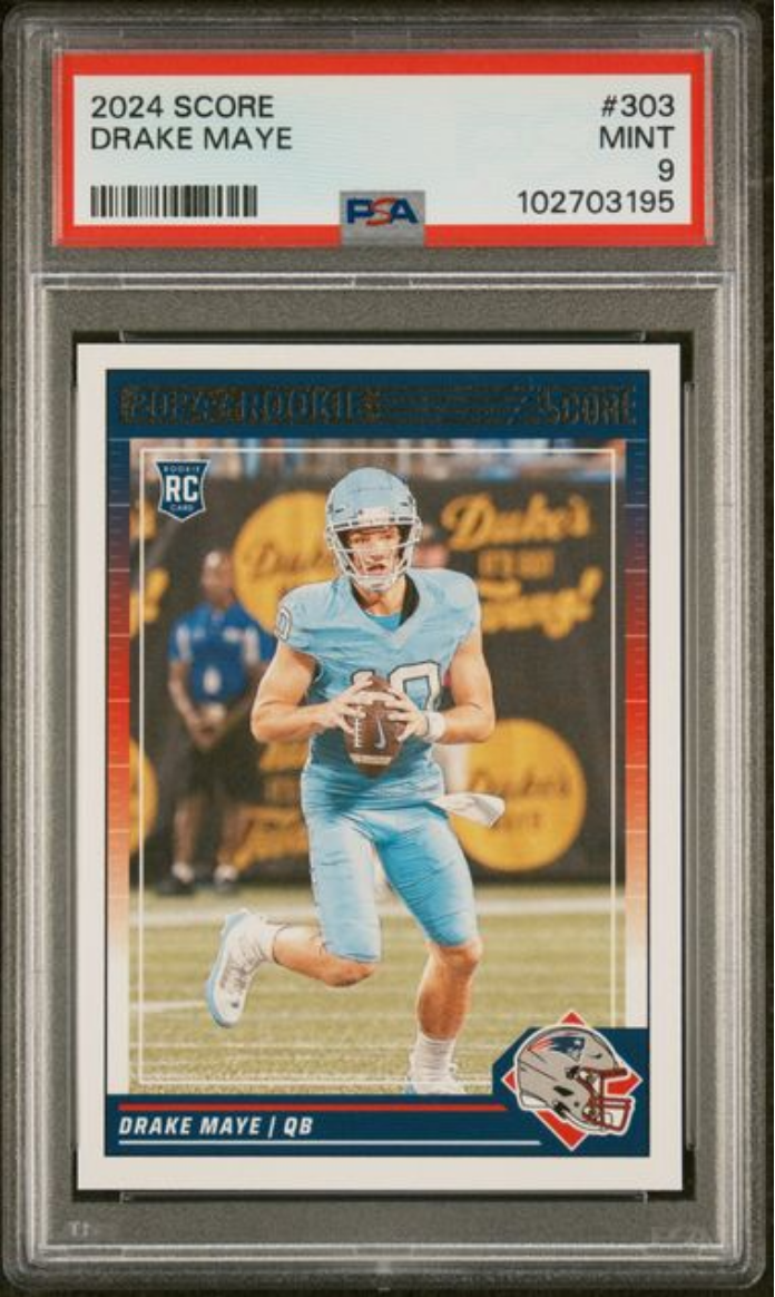 Graded 2024 Panini Score Drake Maye #303 Rookie RC Football Card PSA 9 Mint