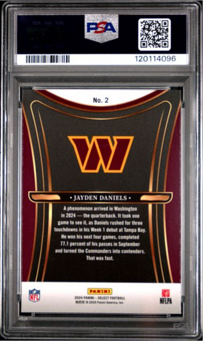 Graded 2024 Panini Select Jayden Daniels #2 Phenomenon Rookie RC Football Card PSA 10 Gem Mint