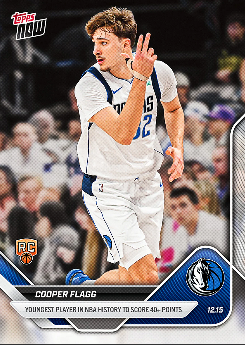 2025 Topps Now Cooper Flagg #86SP Dallas Mavericks Rookie RC Basketball Card