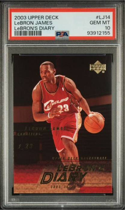 Graded 2003 Upper Deck LeBron James #LJ14 LeBron's Diary Rookie RC Basketball Card PSA 10 Gem Mint