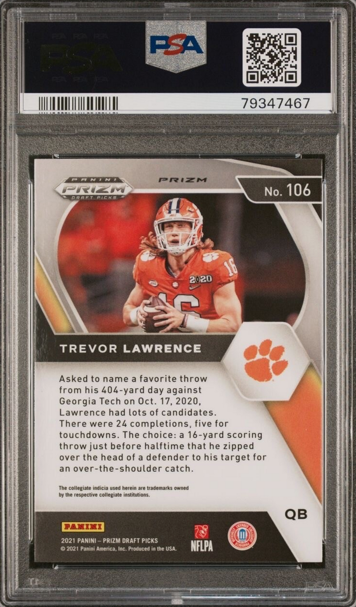 Graded 2021 Panini Prizm DP Trevor Lawrence #106 Red Ice Rookie RC Football Card PSA 10 Gem Mint