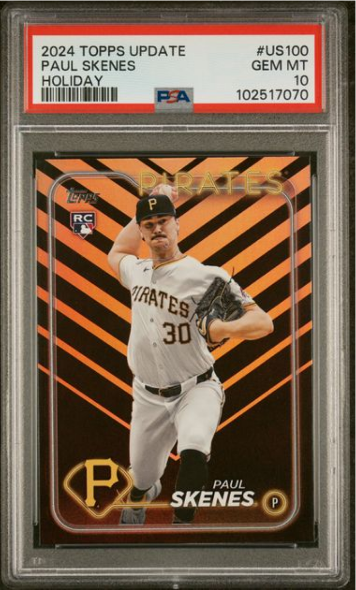 Graded 2024 Topps Update Paul Skenes #US100 Holiday Rookie RC Baseball Card PSA 10 Gem Mint