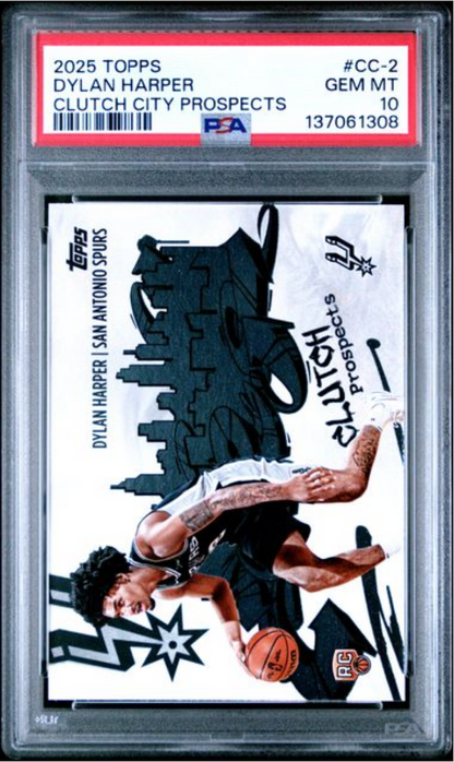 Graded 2025 Topps Dylan Harper #CC2 Clutch City Prospects Rookie RC Basketball Card PSA 10 Gem Mint